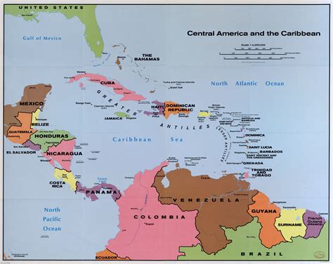 Map of Central America and The Caribbean